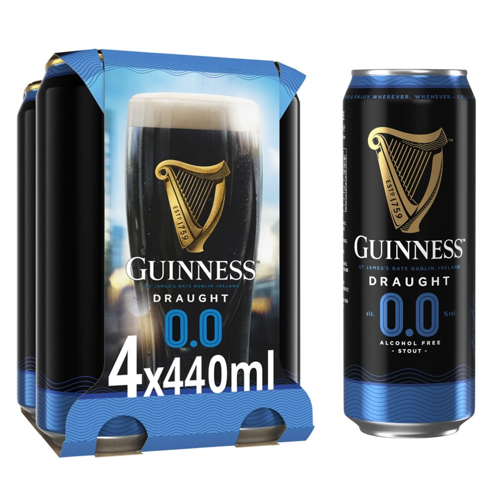 GUINNESS DRAUGHT ALCOHOL FREE CANS 6X4 440ML