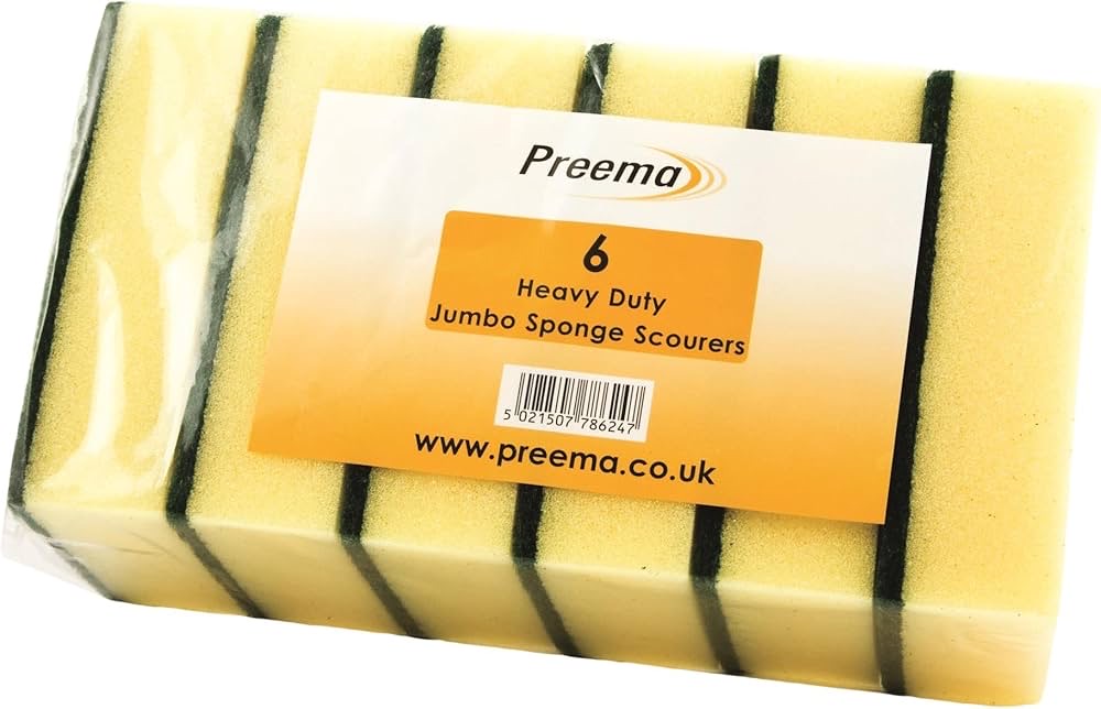 PREEMA YELLOW GREEN SPONGE LARGE 6PK