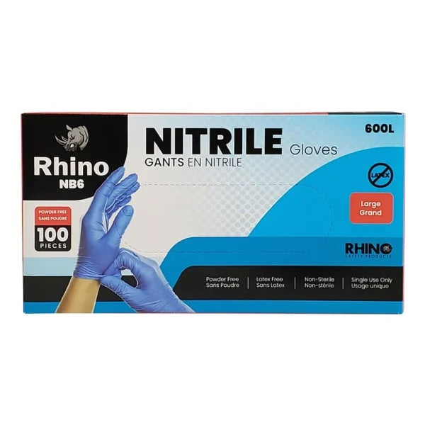 RHINO BLUE NITRILE GLOVES LARGE 100PK