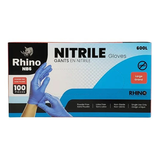 RHINO BLUE NITRILE GLOVES LARGE 100PK