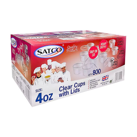 SATCO PLASTIC CUPS & LIDS 4OZ 800PK