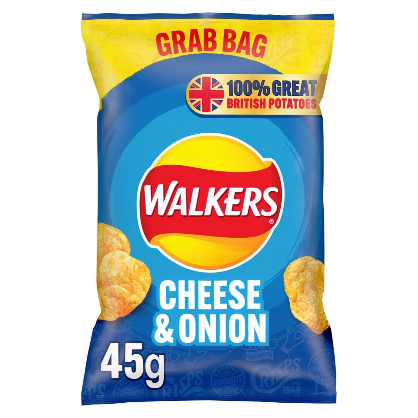 WALKERS CHEESE & ONION CRISPS GRAB BAG 32X45G