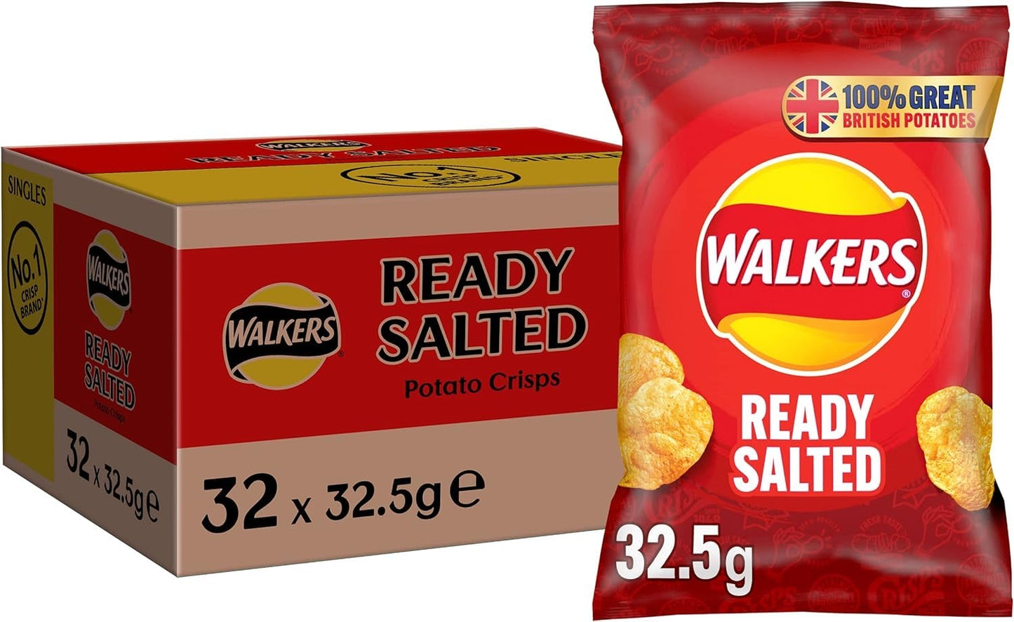 WALKERS READY SALTED CRISPS 32X32.5G